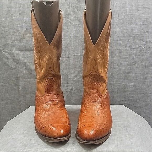 Boulet Western Boots Smooth Brandy Ostrich 1514 Brown / Tan Leather Men\'s 10E main image 9
